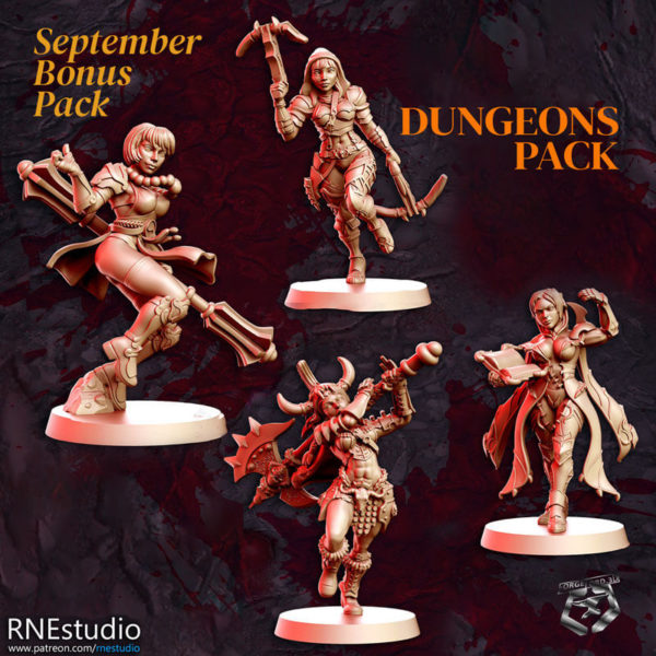 Dungeons-Pack-September-Bonus-RN-Estudio-way-to-glory-blood-and-sand-collection-figurines-fantasy-tabletop-RPG-3D-miniatures