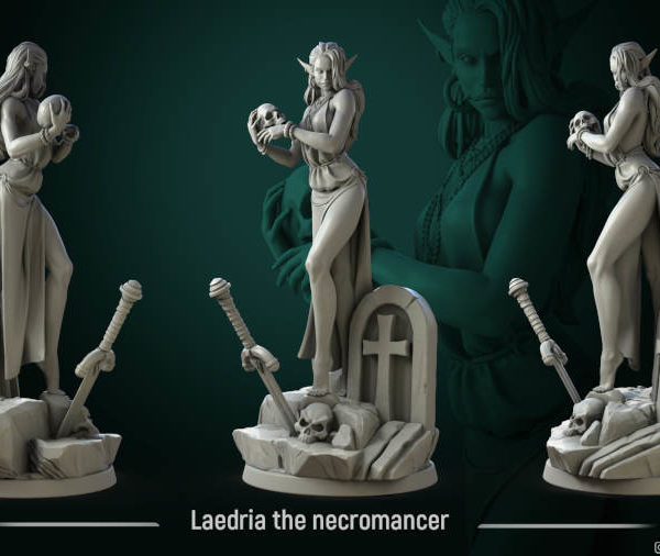 Laedria-the-necromancer-statue-75mm-figurines-fantasy-tabletop-RPG-3D-miniatures-white-werewolf-tavern