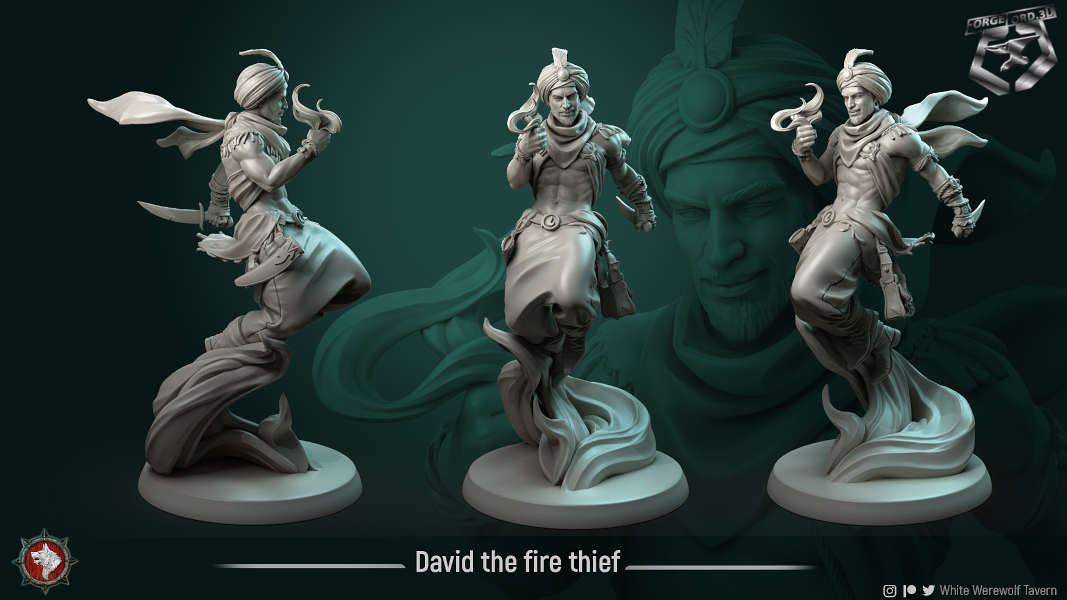 David the fire thief, statue 75mm - ForgeLord.3D Fantasy Miniatures
