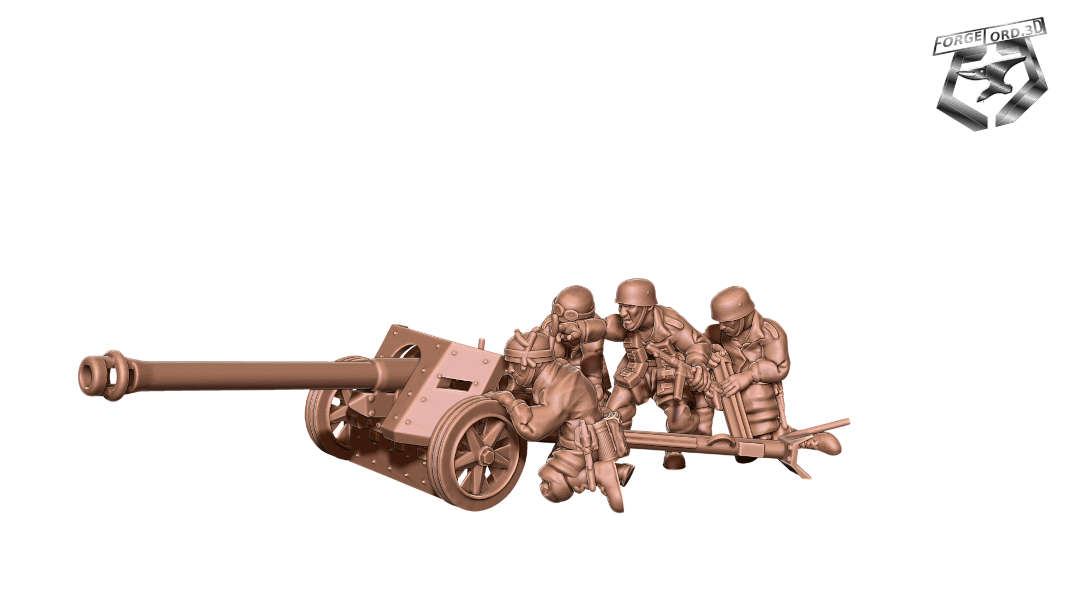 WWII Fallschirmjager PAK 40 - ForgeLord.3D Fantasy Miniatures