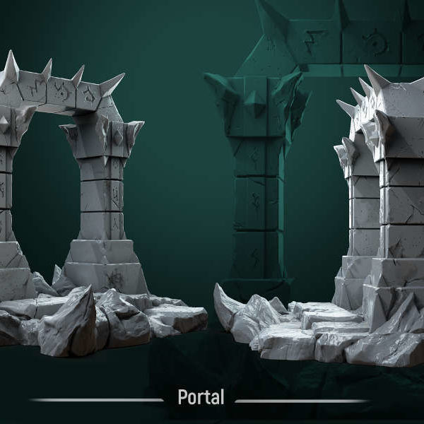 Portal-75mm-base-figurines-fantasy-tabletop-RPG-3D-miniatures-white-werewolf-tavern