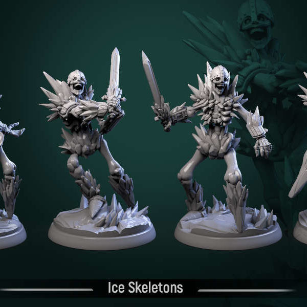 Ice-Skeletons-set-32mm-figurines-fantasy-tabletop-RPG-3D-miniatures-white-werewolf-tavern