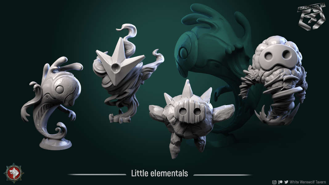 Little elementals set, 32mm - ForgeLord.3D Fantasy Miniatures