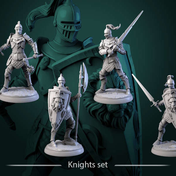 Knights-set-32mm-figurines-fantasy-tabletop-RPG-3D-miniatures-white-werewolf-tavern