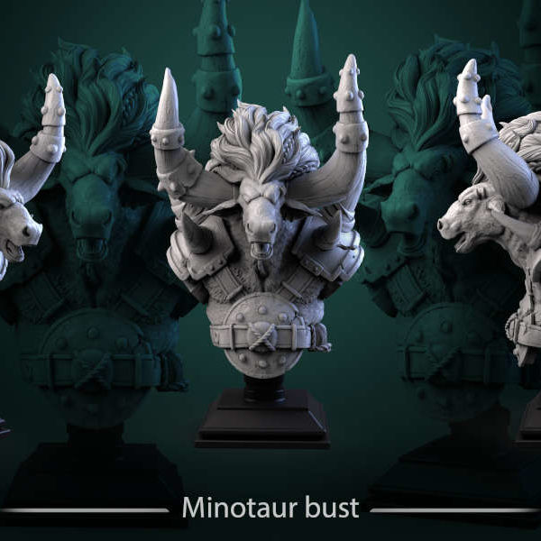 Minotaur-bust-75mm-figurines-fantasy-tabletop-RPG-3D-miniatures-white-werewolf-tavern