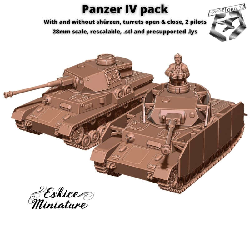 WWII Panzer IV (2 models) - ForgeLord.3D Fantasy Miniatures